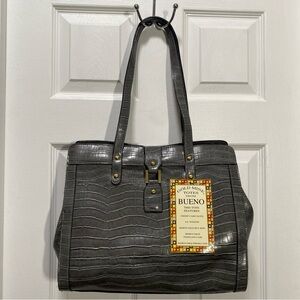 Bueno Gray Croc-Embossed Tote Bag